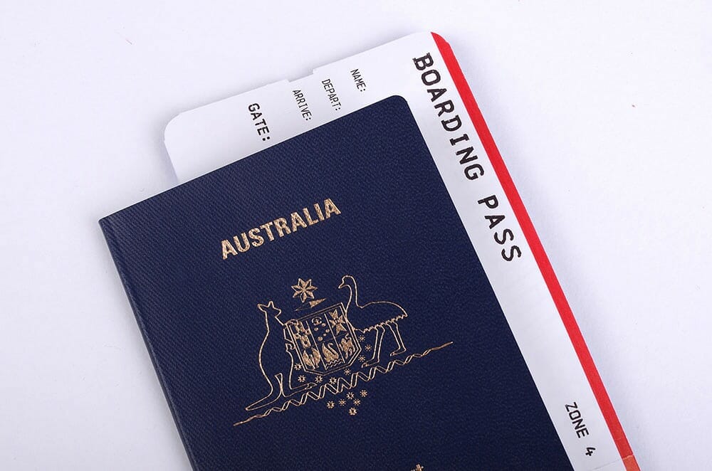 A boarding pass and an Australian passport